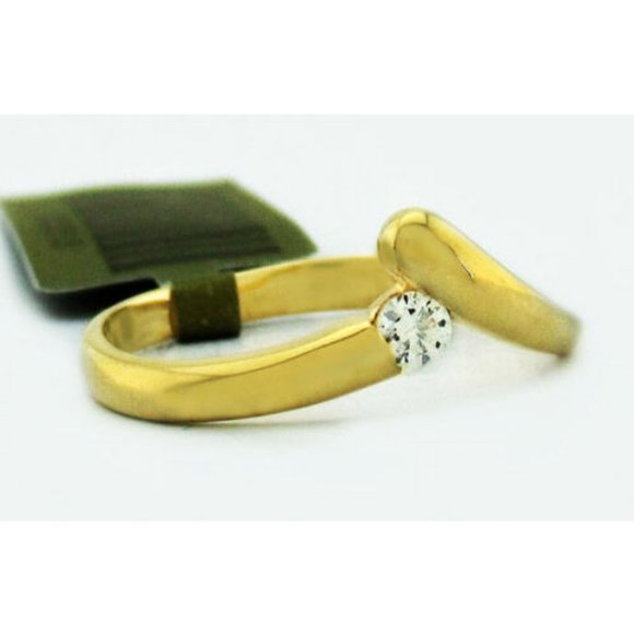 Created White Sapphire Ring 14k Yellow Gold